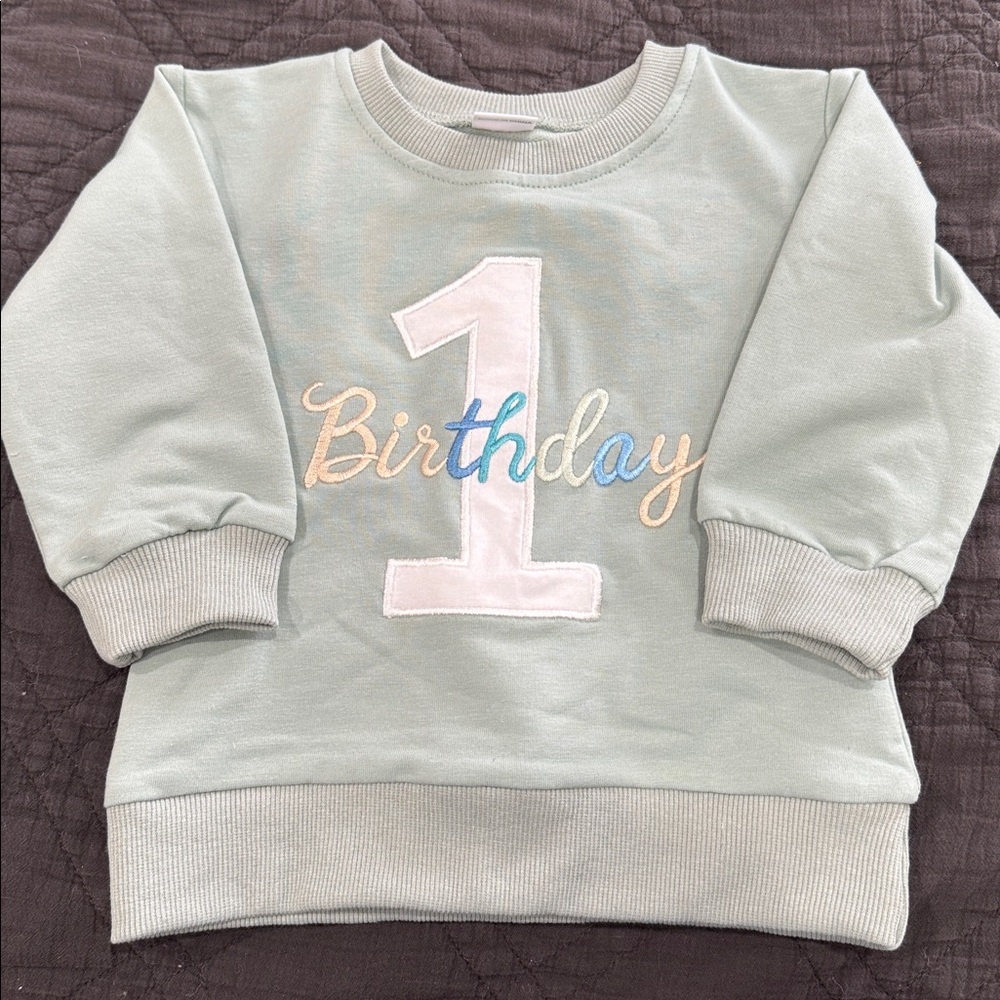 Kids Birthday Sweatshirt - Light Green - never worn